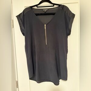 Express Black Blouse with Gold Accent